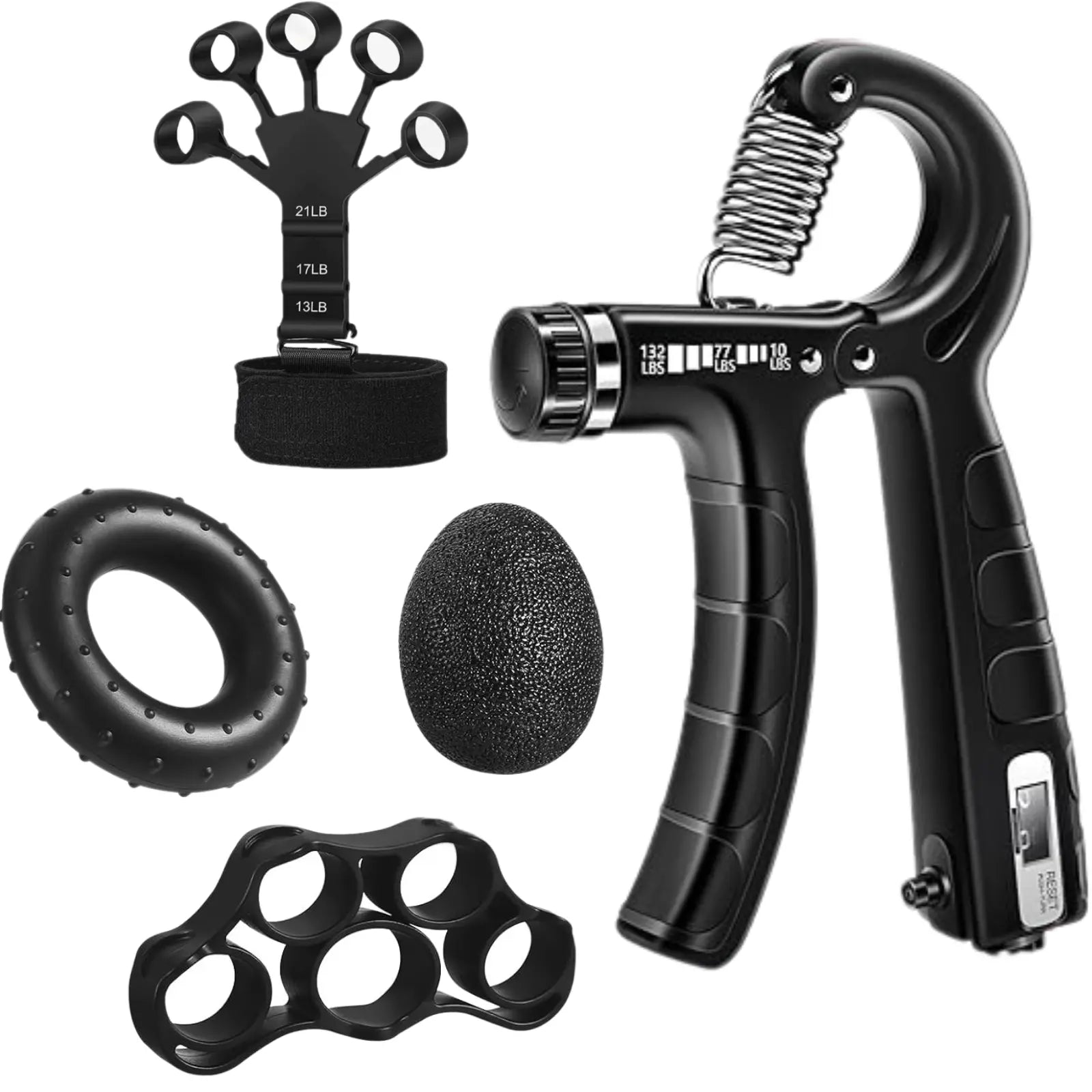 Hand Grip Strengthener Kit (5 Pcs) – PP & TPR Grip Strength Trainer – Forearm Strengthener Perfect for Athletes, Players, Artists, Fitness Enthusiast